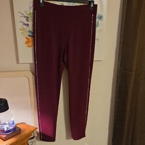 Liz Claiborne Maroon Leggings with Side Accents
